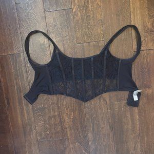 Hey Babe Black Lace Corset Crop Top in size S